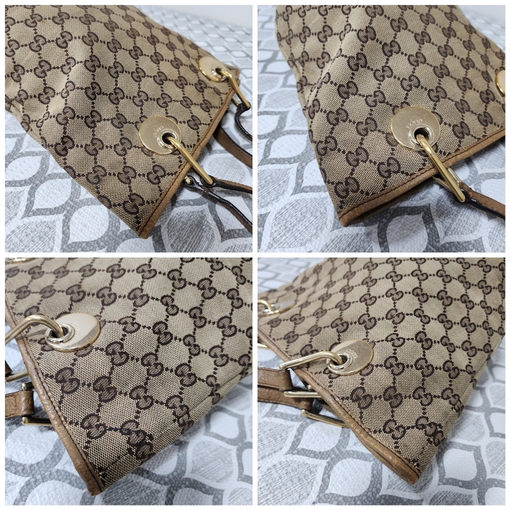 Gucci Vintage GG Canvas Eclipse Shoulder Bag Beige/Brown - Picture 10 of 12